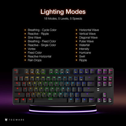 Phantom 87 Key Mechanical Keyboard, RGB Led, Outemu RED Switch